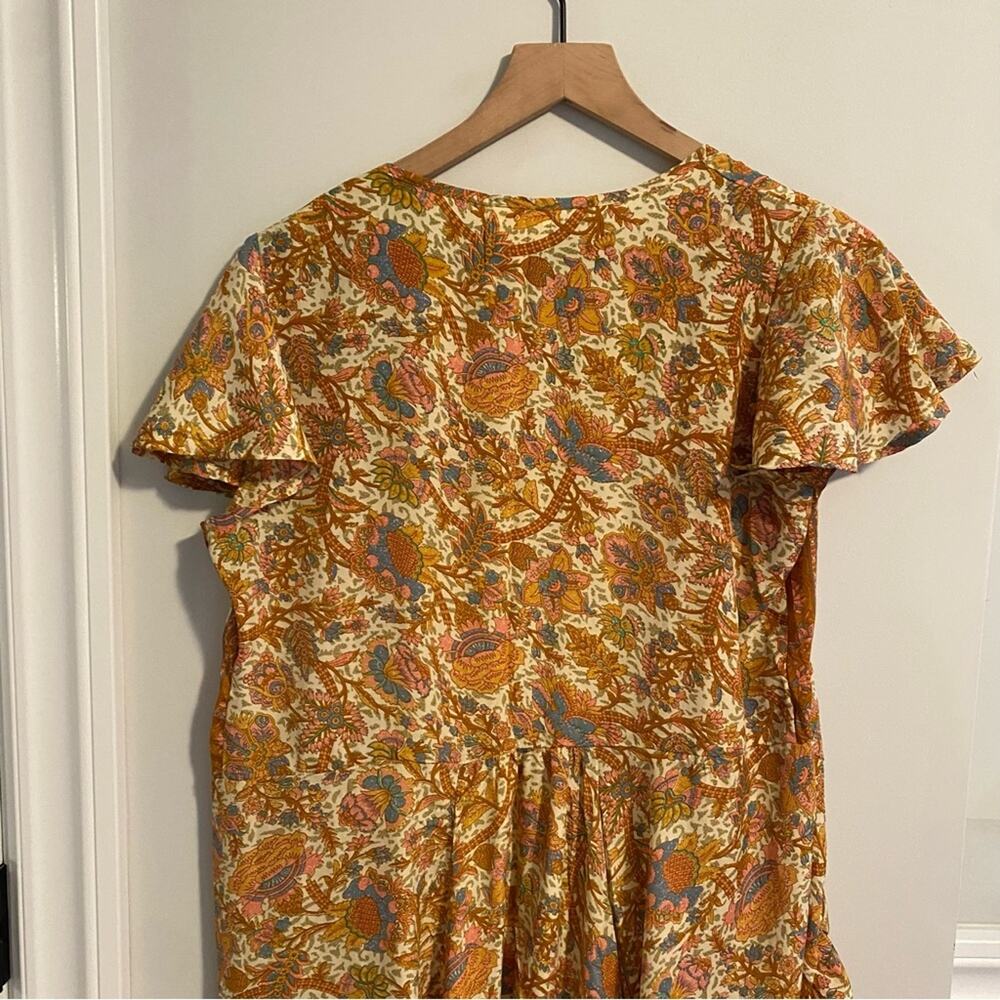 Perry Walker Collective Orange Floral Silk Blend Wrap Mini Dress Medium - Picture 12 of 14